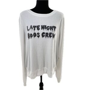 Wildfox "Late Night Boos Crew" Halloween Sweatshirt Relaxed Fit Size Large
